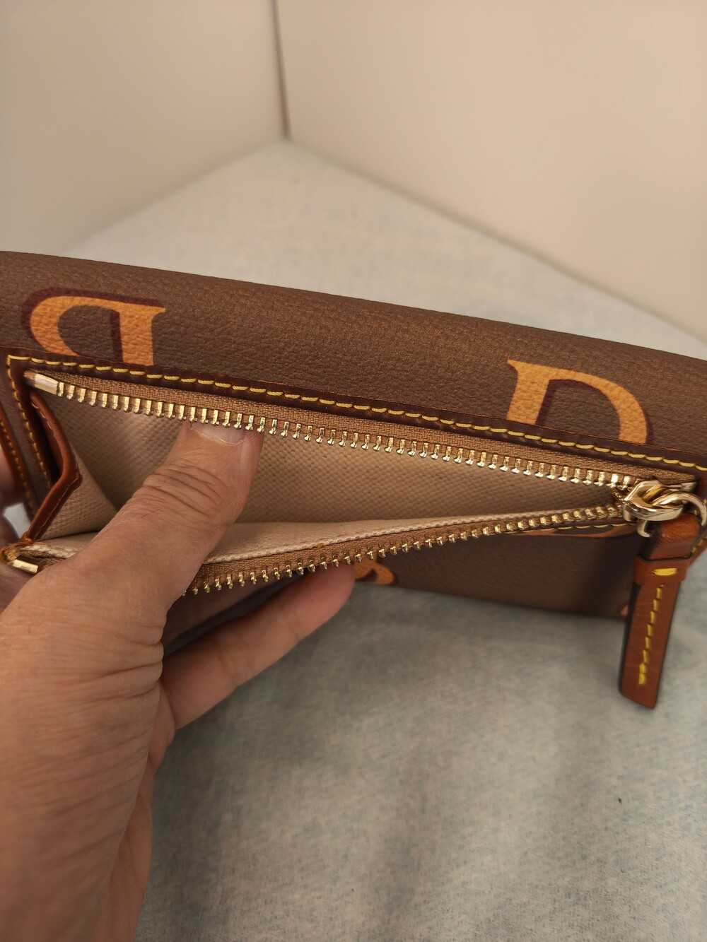 Dooney & Bourke Brown Wallet with DB Logo Pattern - Picture 3 of 5
